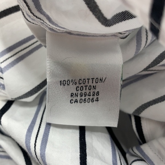 Men’s bugatchi white blue vertical stripe button down long sleeve shirt size M - Picture 8 of 8